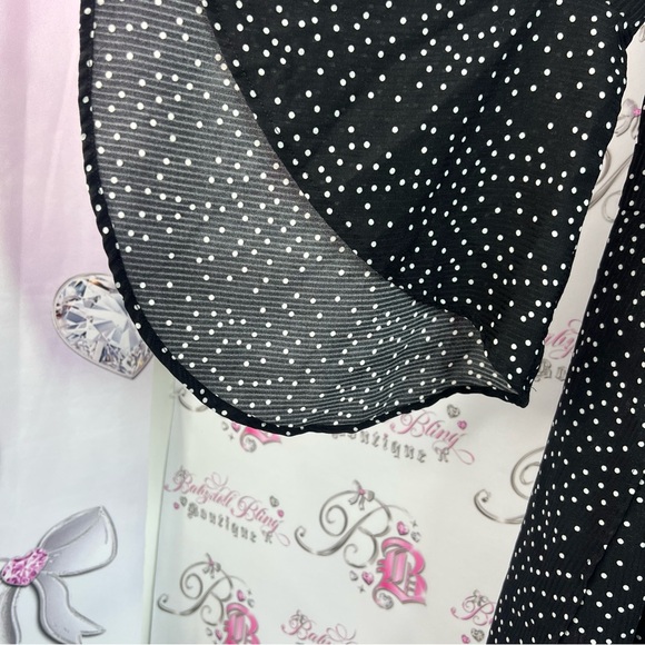 Showpo dress bell bottom sleeve dots Black and White Polka Dot Long Sleeve Dress - Picture 5 of 16